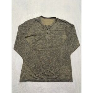 Heather Olive Henley Long Sleeve Raglan Performance Active Shirt